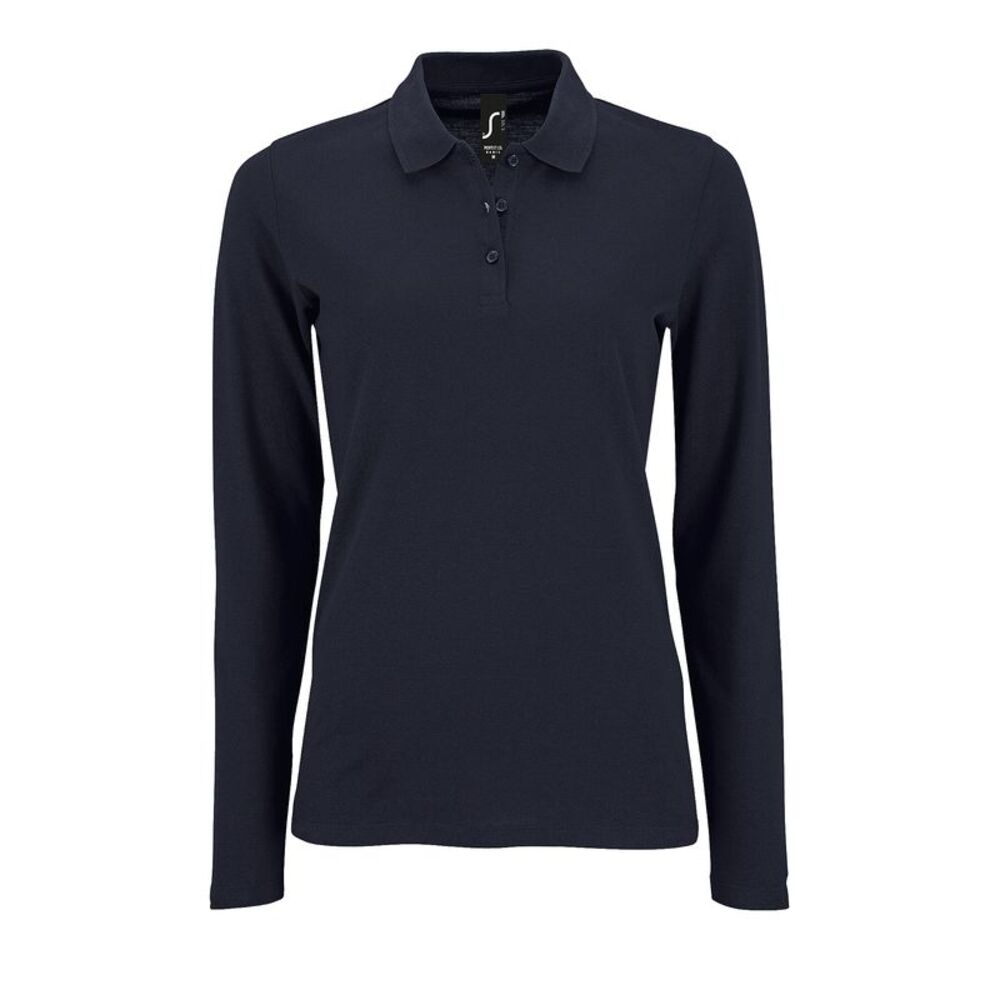 SOLS Womens/Ladies Perfect Long Sleeve Pique Polo Shirt / French Navy